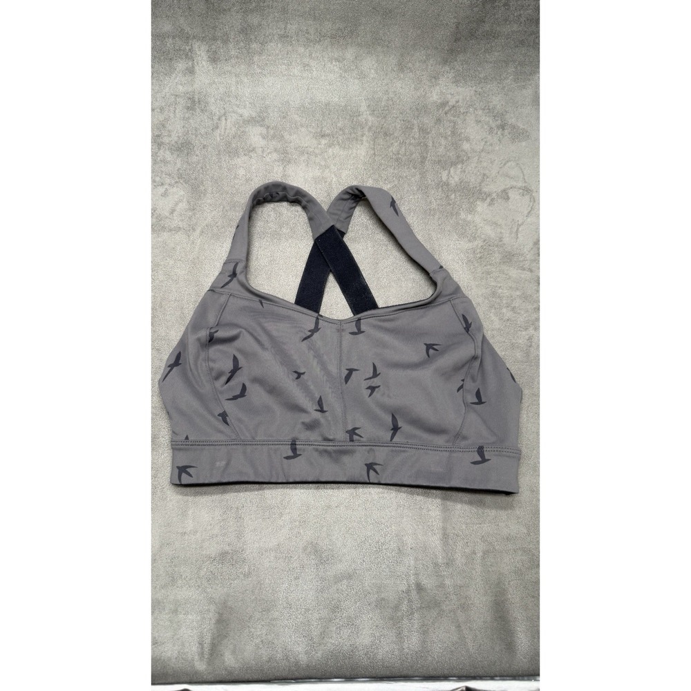 Oiselle Flying Bird Print Crossback Sports Bra Dark Gray Size 04